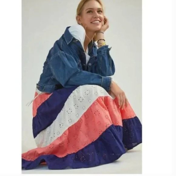 ⭐️🌻 Fantine Maxi Tiered Floral Boho Peasant Hipster Hippie Deco Farm Chic Skirt - Picture 1 of 5